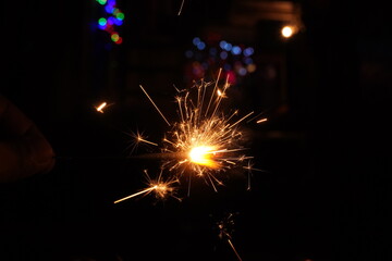 Indian festival celebration with Burning sparklers.