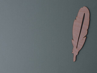 feather made of wood on a green background