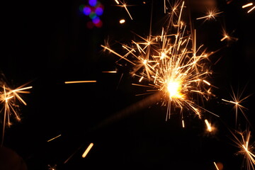 Indian festival celebration with Burning sparklers.