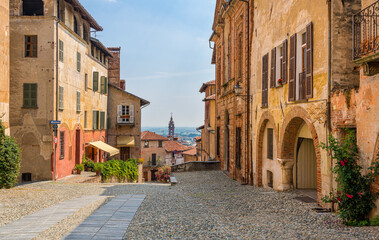 Fototapeta na wymiar Scenic sight in the beautiful city of Saluzzo, Province of Cuneo, Piedmont, Italy.