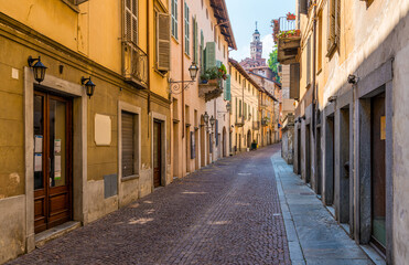 Naklejka na ściany i meble Scenic sight in the beautiful city of Saluzzo, Province of Cuneo, Piedmont, Italy.