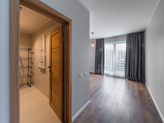 Modern interior of luxury private house. Entrance in cloakroom.