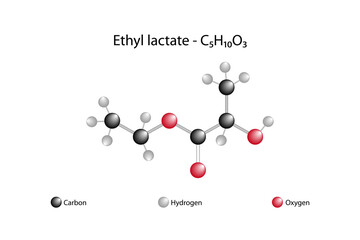 Molecular formula of ethyl lactate. Ethyl lactate is organic compound. It is the ethyl ester of lactic acid. It is a colorless liquid, a chiral ester.
