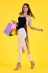 cheerful woman shopping entertainment lifestyle isolated background