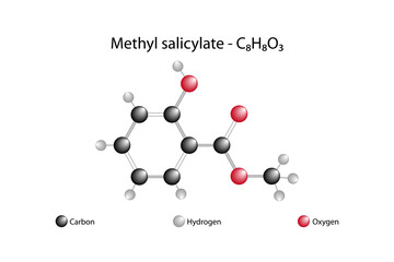 Molecular formula of methyl salicylate. Methyl salicylate is the methyl ester of salicylic acid. It is a viscous liquid with a sweet, fruity odor reminiscent of root beer. It's called "mint".