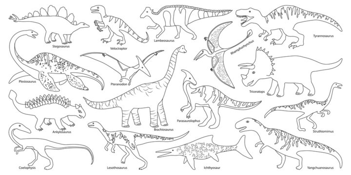 Drawings To Paint & Colour Dinosaur - Print Design 024