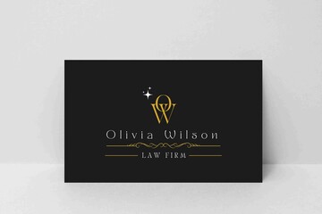 black and gold letter O and W for personal lawyer logo design