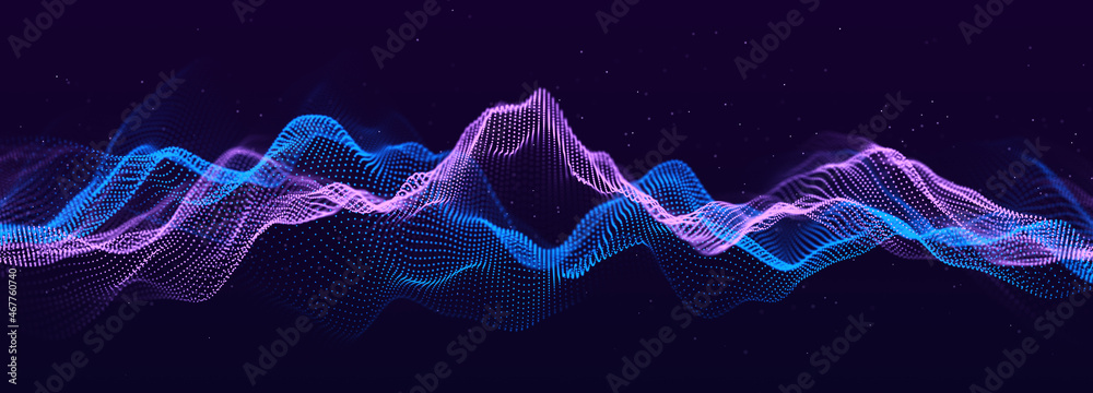 Leinwandbilder Abstract background of points. Falling cyber particles. Big data stream. 3d rendering