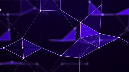 Abstract digital background of points, lines and triangles. Glowing plexus. Big data. Network or connection. Abstract technology science background. 3d rendering