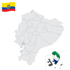 Location Galapagos Province on map Ecuador. 3d location sign similar to the flag of Galapagos. Quality map  with  provinces Republic of Ecuador for your design. EPS10