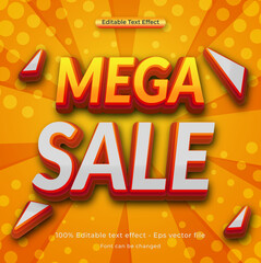 Mega sale editable vector text effect template banner.