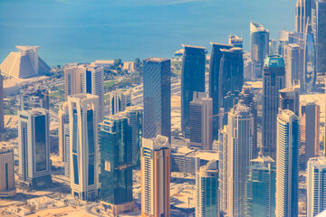 Aerial view of Doha city skyline in Qatar