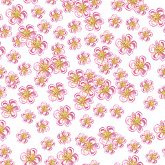 Simple pattern of pink plum flowers