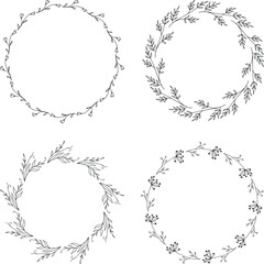 Set of round frames from plant elements.