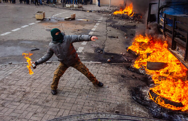 Person attenting in the city riot
