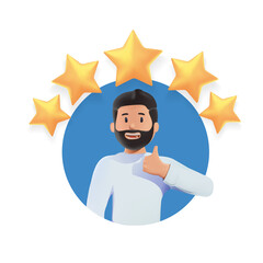 3D cartoon character. Young woman making good sign, shows gesture cool. Customer review rating and client feedback concept. Smiling cute brunette girl. 3d vector illustration. Review customer vector.