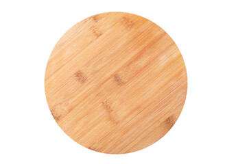 empty wooden plate on white background, top view