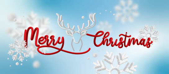 Fototapeta na wymiar Merry christmas snowflakes deer