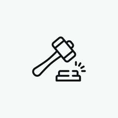 Court Judge Auction Hammer vector icon