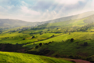 Fototapeta na wymiar landscape with green hills