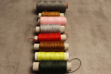 Hand made decor background with colorful threads