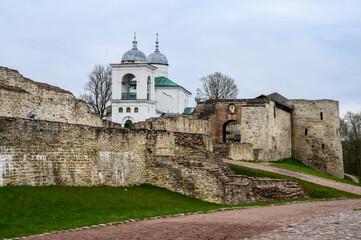 Fototapeta na wymiar Izborsk fortress. Izborsk Pskov Oblast. Historical places of Russia. The old ruined fortress.