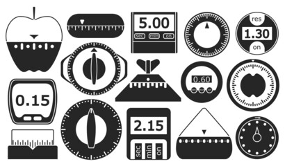Kitchen timer vector black set icon. Vector illustration oven stopwatch on white background. Isolated black set icon kitchen timer.