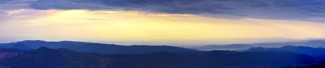 Brian Head Peak sunset panoramic view from the Markagunt Plateau in Dixie National Forest, Cedar Breaks National Monument Southwestern Utah. United States. USA