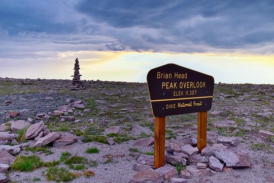Brian Head Peak sunset panoramic view from the Markagunt Plateau in Dixie National Forest, Cedar Breaks National Monument Southwestern Utah. United States. USA