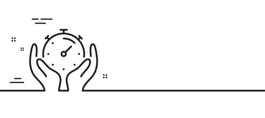 Timer line icon. Time management sign. Stopwatch symbol. Minimal line illustration background. Timer line icon pattern banner. White web template concept. Vector
