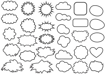 Vector black and white speech bubbles