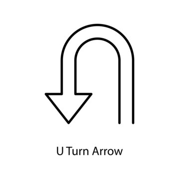 U Turn Arrow Trendy solid icon isolated on white and blank background for your design