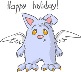 unusual animal with wings smiling