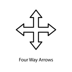 Four Way Arrows Trendy solid icon isolated on white and blank background for your design