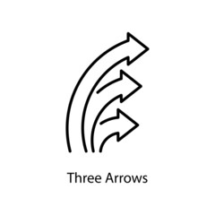 Obraz premium Three Arrows Trendy solid icon isolated on white and blank background for your design