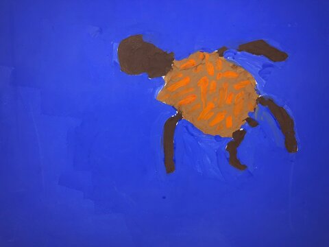 Tortoise in the sea painted child