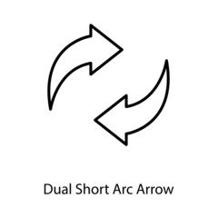 Dual Short Arc Arrow Trendy solid icon isolated on white and blank background for your design