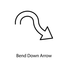 Bend Down Arrow Trendy solid icon isolated on white and blank background for your design