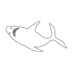 Shark outline vector icon.Outline vector illustration fish of sea. Isolated illustration of shark icon on white background.