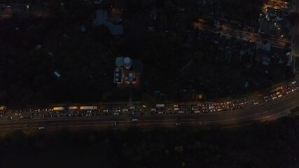 Aerials North London Near Wembley Stadium, London, England, Suburban Area Sunset Heavy traffic Near M1 Intersection
