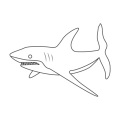Shark outline vector icon.Outline vector illustration fish of sea. Isolated illustration of shark icon on white background.