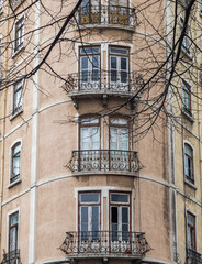 Traditional architecture in the historic city center of Lisbon, Portugal.