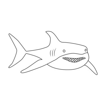 recommend clip art: Shark outline vector icon.Outline vector illustration fish of sea. Isolated illustration of shark icon on white background.