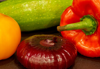 vegetables are on the kitchen table