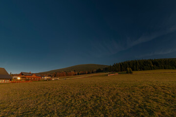 Evening near Ostruzna and Ramzova villages in Jeseniky mountains