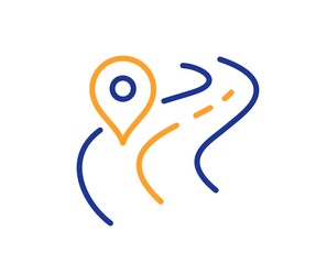 Road line icon. Journey path sign. Highway route gps symbol. Colorful thin line outline concept. Linear style road icon. Editable stroke. Vector