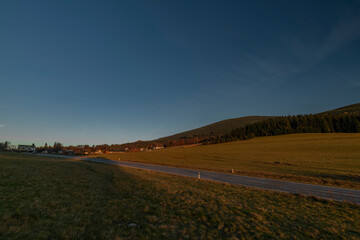 Evening near Ostruzna and Ramzova villages in Jeseniky mountains