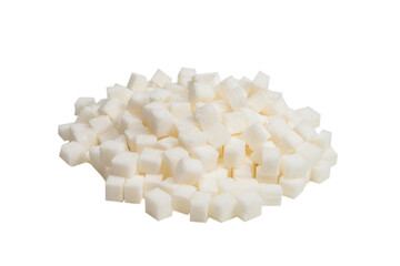 Sugar cubes isolated on white background.