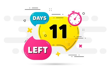 Eleven days left icon. Countdown number on abstract flow pattern. 11 days to go sign. Count offer date left bubble. Countdown timer with number. Vector