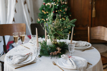 Beautiful table setting for Christmas dinner